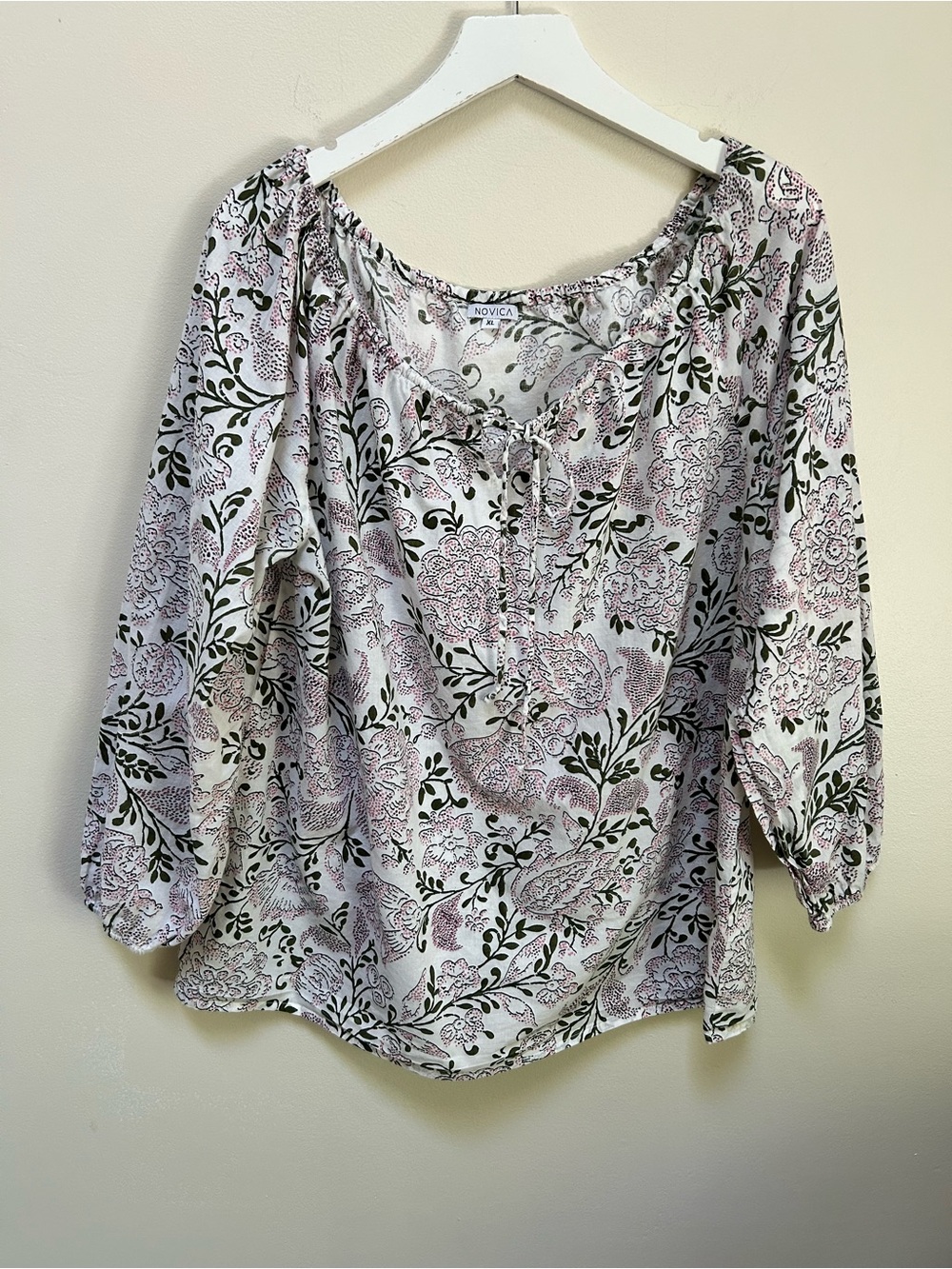 Novica ~ Floral Paisley Cotton Boho Top in size XL
